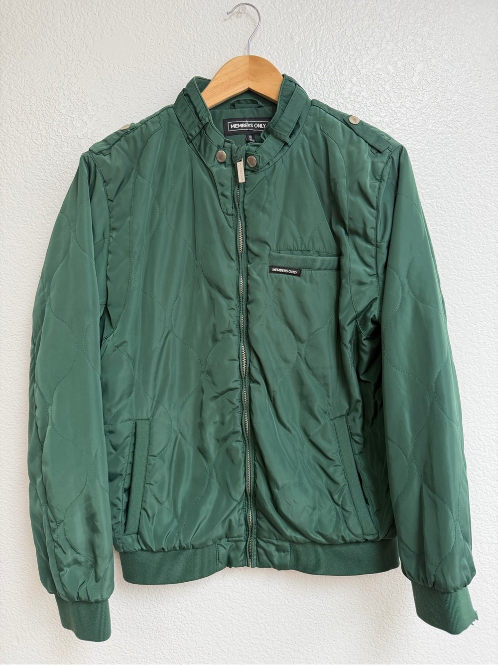 Members Only Forest Green Quilted Bomber Jacket